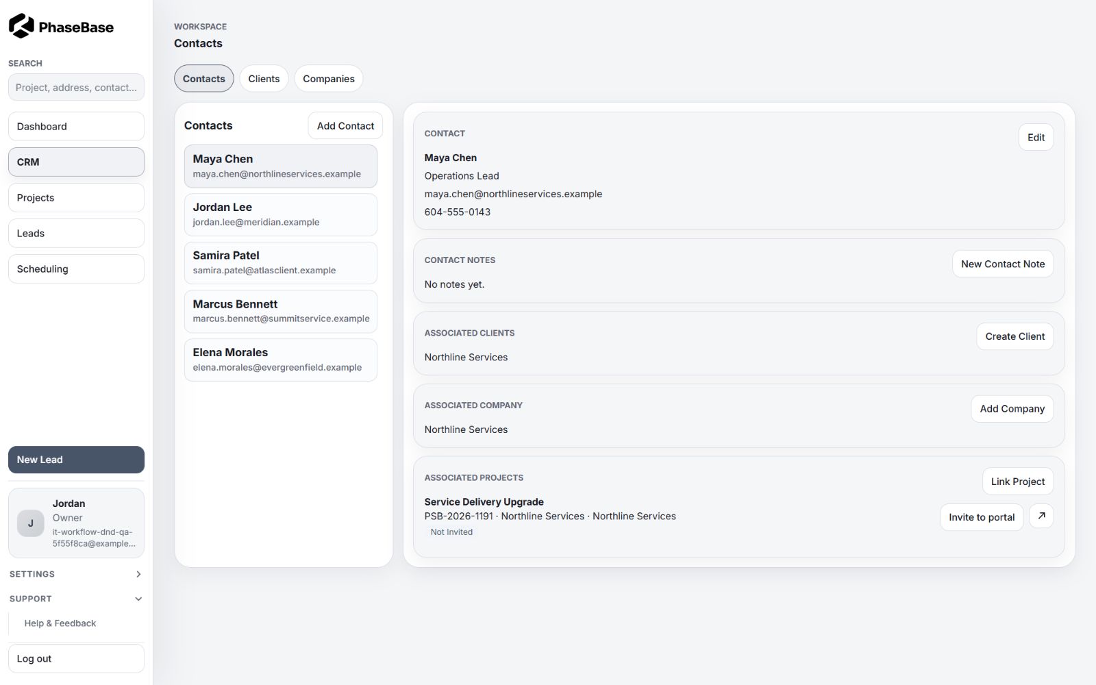 02 / Connected context in the PhaseBase application